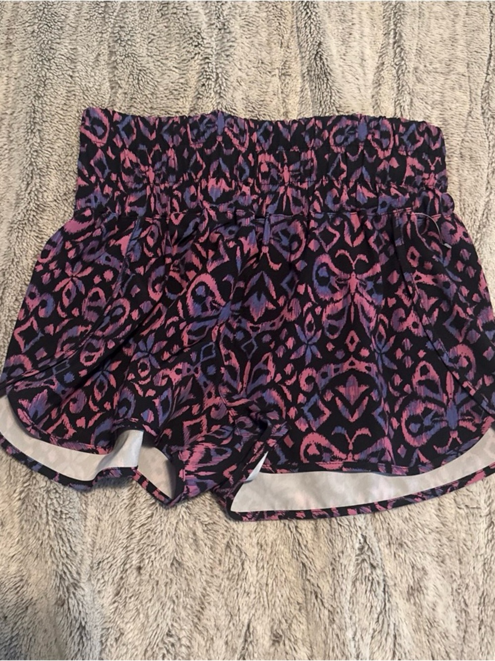 Women’s Pink & Purple Ikat Elastic Waist Shorts